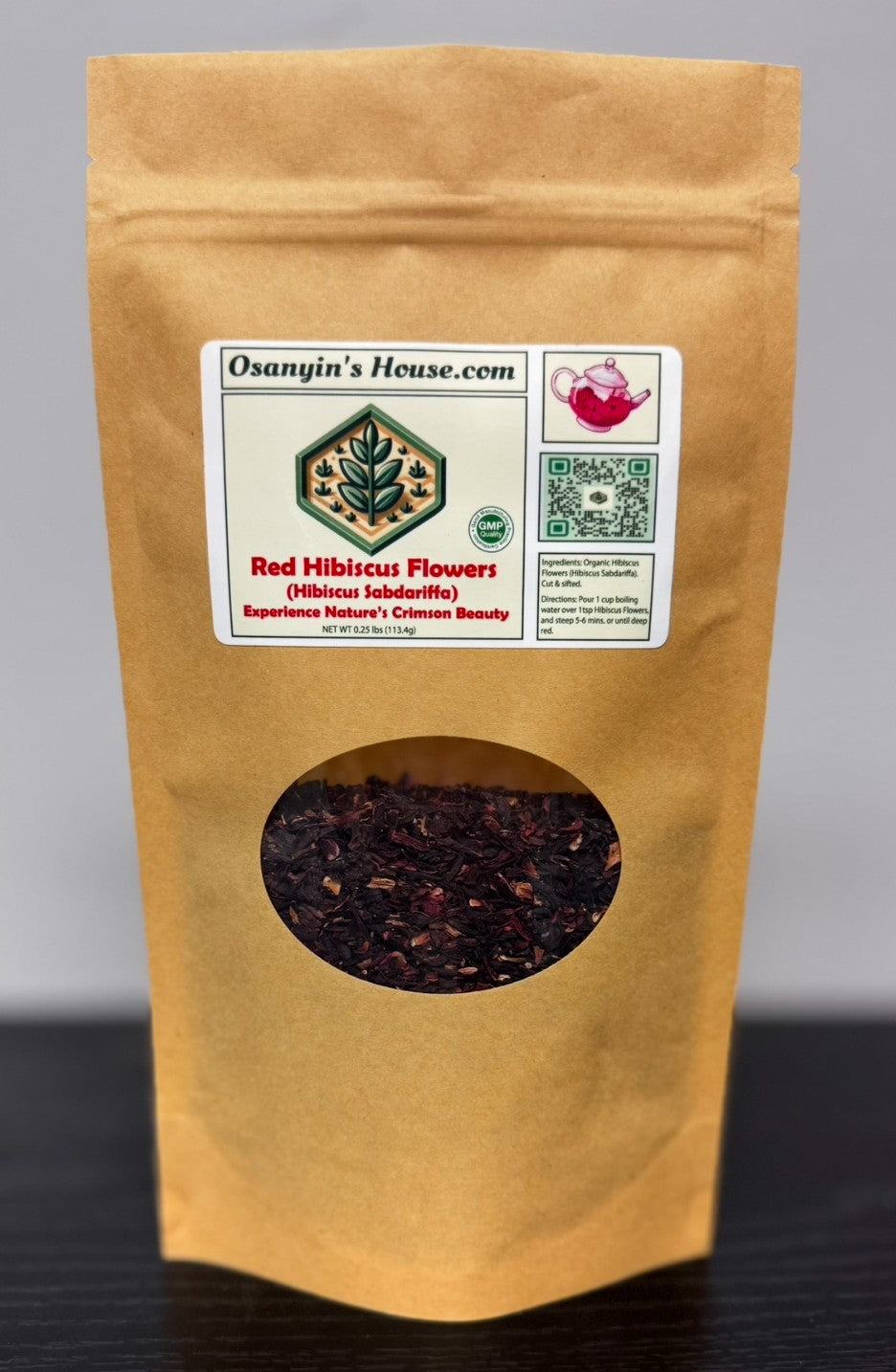 4 OZ cut and sifted loose leaf Red Hibiscus Tea